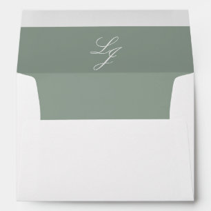 Enveloppe Classic Sage Green Script Monogramme Adresse de re