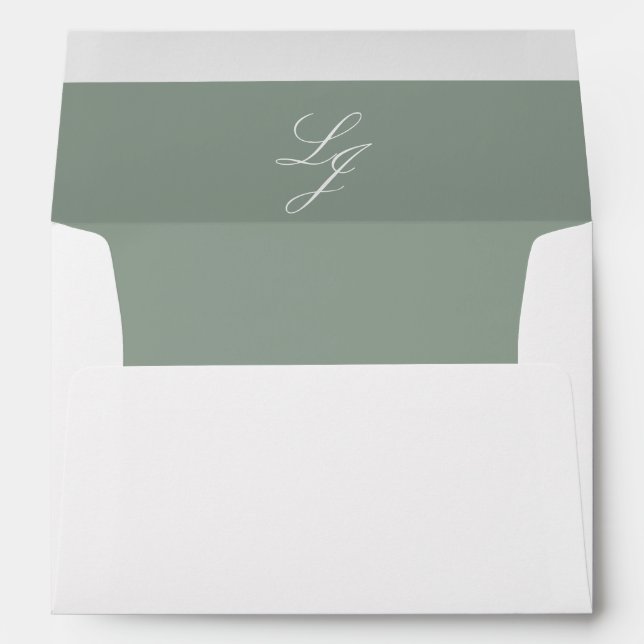 Enveloppe Classic Sage Green Script Monogramme Adresse de re (Dos (Bas))
