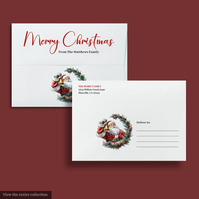 Enveloppe Classic Santa Claus Watercolor Modern Holiday (Classic Santa Claus Watercolor Modern Holiday Envelope)