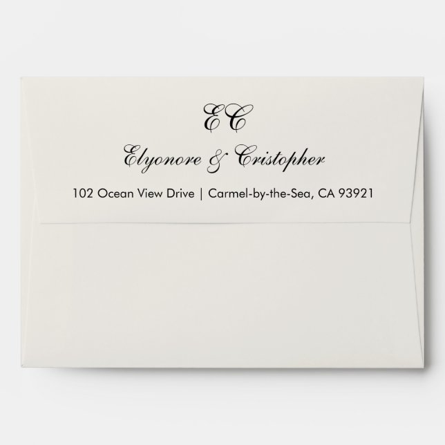 Enveloppe Classic Timeless Ivory Calligraphy Wedding (Dos (Haut rabat))