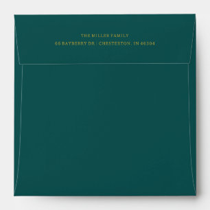 Enveloppe Classique sarcelle foncé or adresse de retour sur