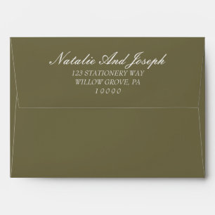 Enveloppe Classique Vert Olive Blanc Argent Ancien Mariage R