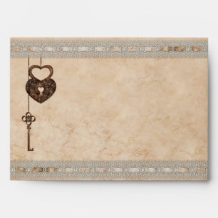 Enveloppe Clé de serrure du coeur romantique Dentelle Faux