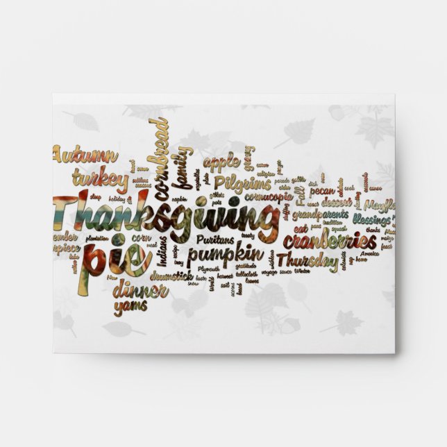 Enveloppe Cloud de mots de Thanksgiving (Devant)