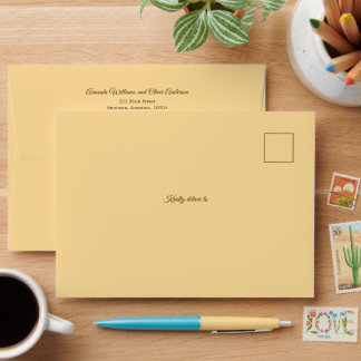 Enveloppe Coastal Chic Golden Sand Turquoise Mariage d'eau