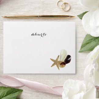 Enveloppe Coastal Chic Minimaliste Plage Mariage Invitation