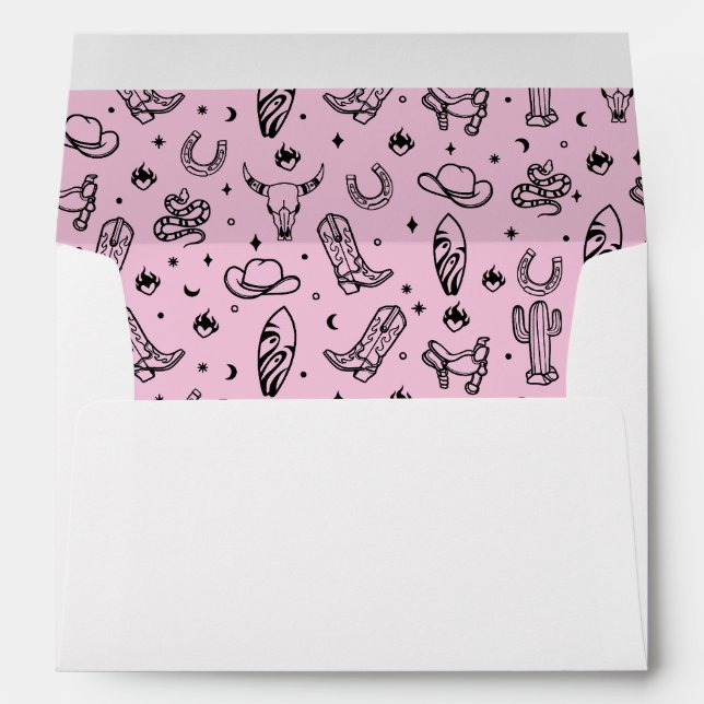 Enveloppe Coastal Cowgirl rose et noir (Dos (Bas))