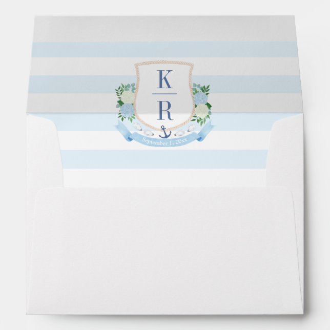 Enveloppe Coastal Hydrangea Crest Mariage Adresse de retour (Dos (Bas))