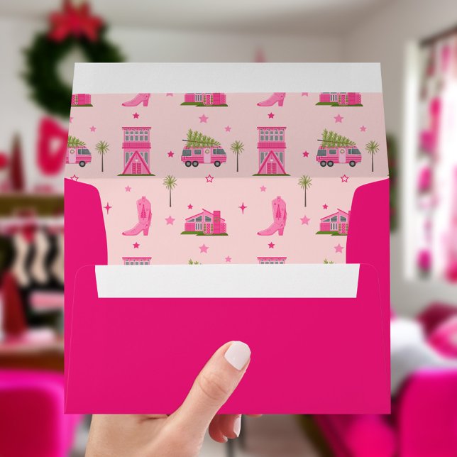 Enveloppe Coastère Cowgirl Noël Arbre RV Rose (Créateur téléchargé)