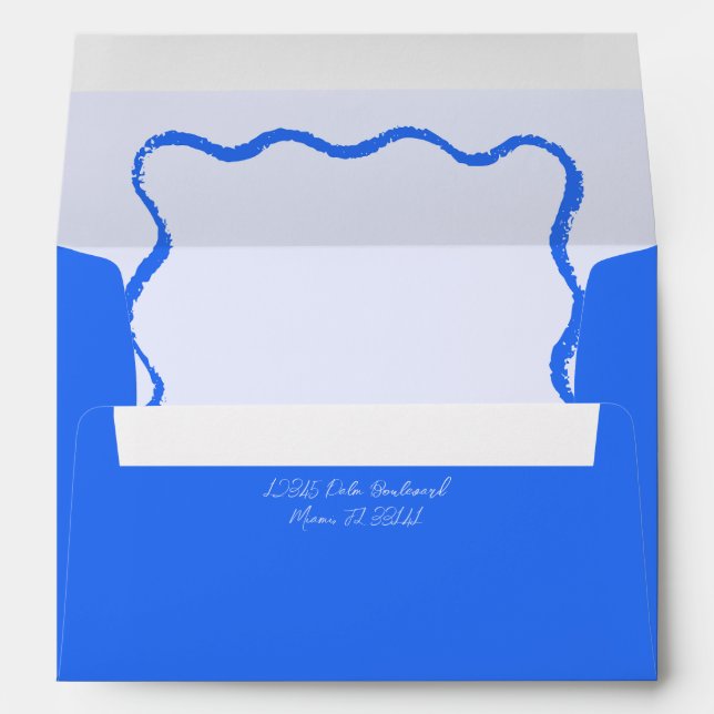 Enveloppe Cobalt Blue Wavy Squiggle Faire-part de mariage (Dos (Bas))