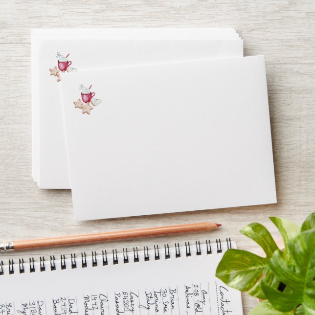 Enveloppe Coca chaud pain d'épices biscuits aquarelle (Stacked)