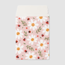 Enveloppe coccinelle et fleur blanche