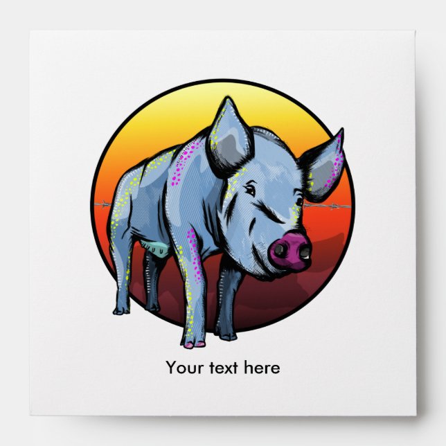 Enveloppe Cochon coloré (Devant)