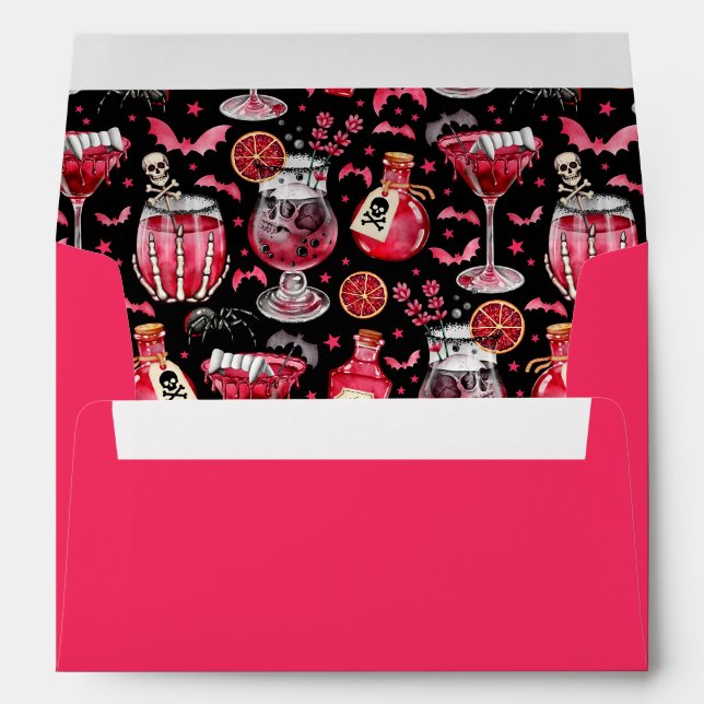 Enveloppe Cocktail d'Halloween rouge et noir (Dos (Bas))