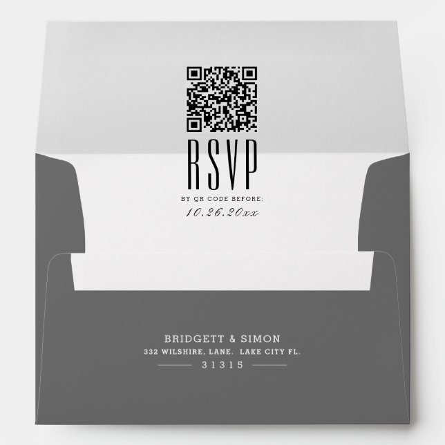 Enveloppe Code QR préadressé élégant RSVP (Dos (Bas))