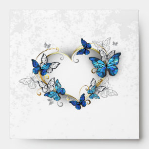 Enveloppe Coeur bijoux avec papillons Morpho
