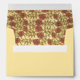 Enveloppe Coeur bohémien, Roses, oiseaux, et Mariage de bann