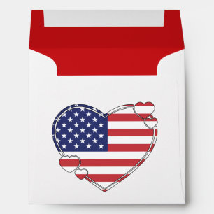 Enveloppe Coeur de drapeau américain