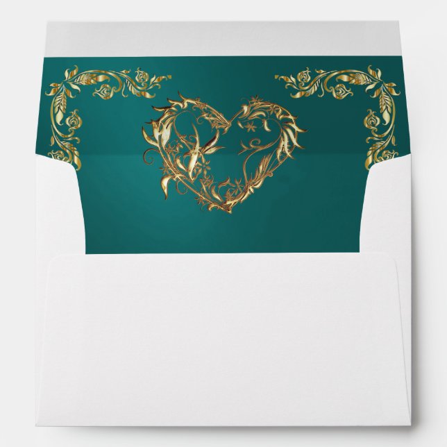 Enveloppe Coeur de monogramme sur Mariage Turquoise (Dos (Bas))