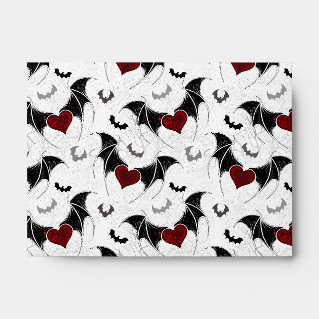 Enveloppe Coeur d'Halloween avec ailes de chauve-souris noir (Devant)