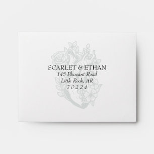 Enveloppe Coeur Fleur Gothique Éffrayant Blanc Mariage RSVP
