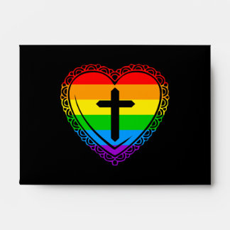 Enveloppe Cœur gothique & Croix (Noir + Arc-en-ciel)