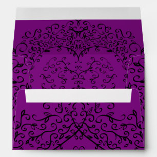 Enveloppe Coeur gothique Mariage violet noir