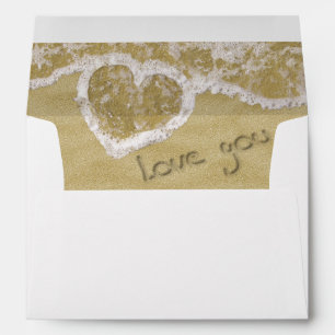 Enveloppe Coeur "Love you" écrit dans Sable