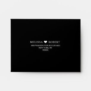 Enveloppe Coeur moderne personnalisé Noir & Blanc Mariage RS