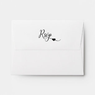 Enveloppe Coeur moderne personnalisé Noir & Blanc Mariage RS