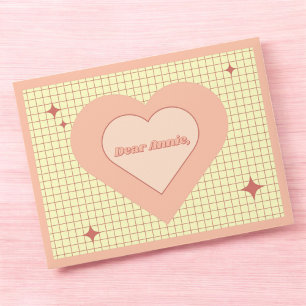 Enveloppe Coeur rose À damiers Saint Valentin