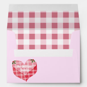 Enveloppe Coeur rose mignon En vichy Plaid personnalisé