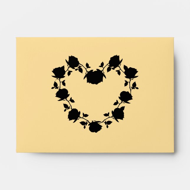Enveloppe coeur Rose noir (Devant)