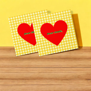Enveloppe Coeur rouge Jaune En vichy Motif Saint Valentin