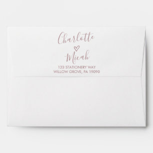 Enveloppe Coeur tiré à la main Faire-part de mariage rose