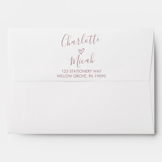 Enveloppe Coeur tiré à la main | Faire-part de mariage rose  (Dos (Haut rabat))