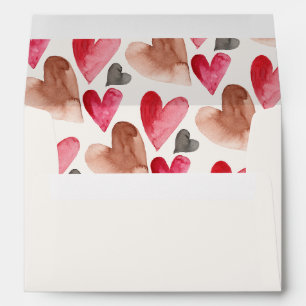 Enveloppe Coeurs d'aquarelle de la Saint-Valentin
