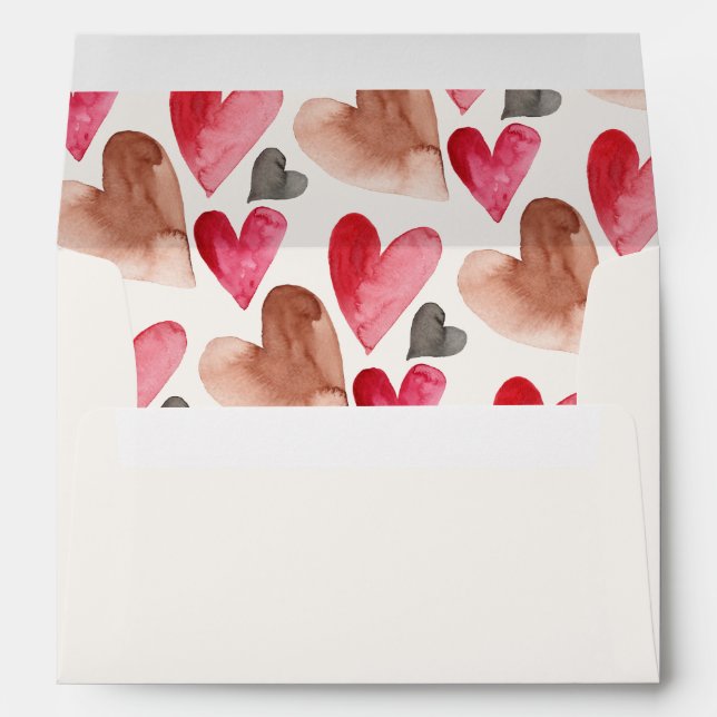 Enveloppe Coeurs d'aquarelle de la Saint-Valentin (Dos (Bas))