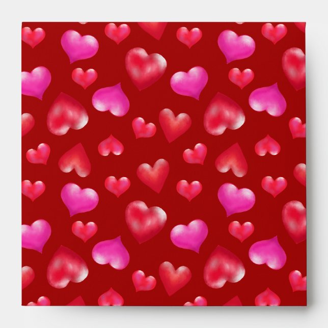 Enveloppe Coeurs de satin rose | Saint Valentin (Devant)