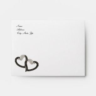 Enveloppe Coeurs Diamants Noir & Blanc