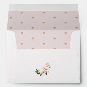 Enveloppe Coeurs d'or rose pâle floral mariage élégant