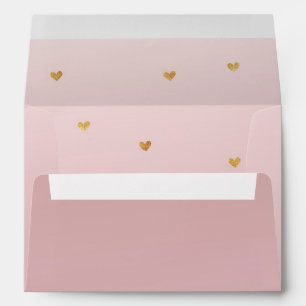 Enveloppe Coeurs d'or rose Rose pâle