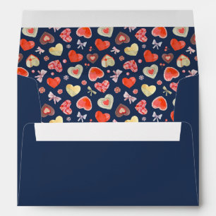 Enveloppe Coeurs et fleurs aquarelles