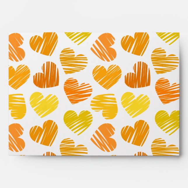 Enveloppe Coeurs jaune orange et blanc (Devant)