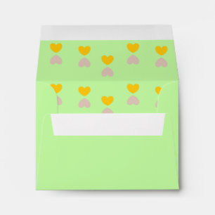 Enveloppe Coeurs orange et violet sur vert