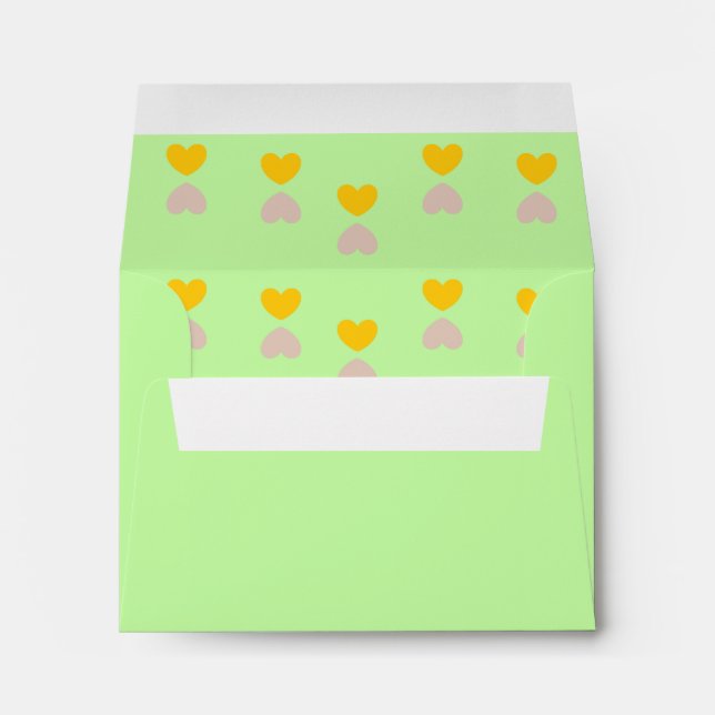 Enveloppe Coeurs orange et violet sur vert (Dos (Bas))
