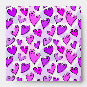 Enveloppe Coeurs pourpres Fille Mignonne Jour des Valentines