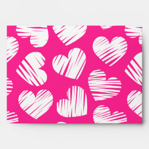 Enveloppe Coeurs rose et blanc