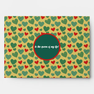 Enveloppe Coeurs rouges et verts
