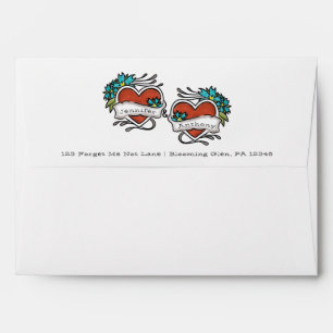 Enveloppe Coeurs tatoués, Mariage graphique de tatouage